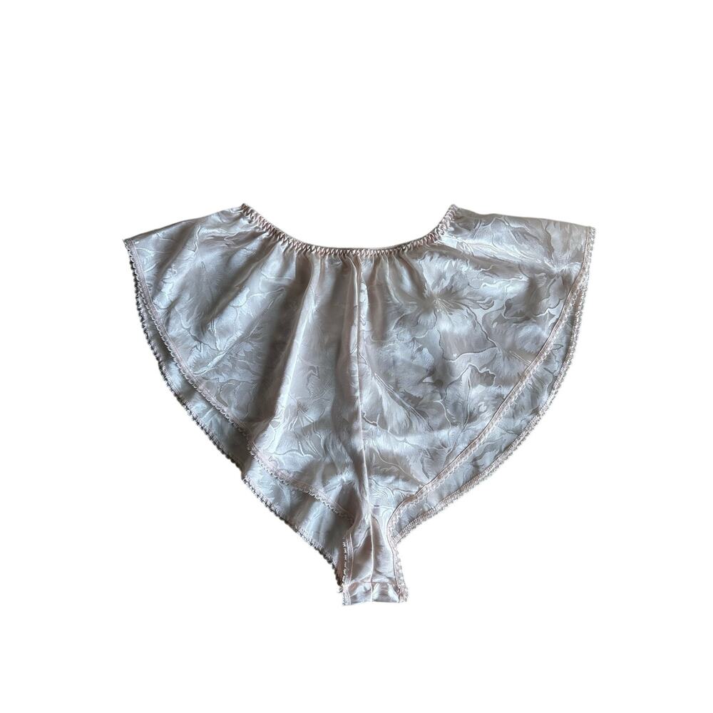 Vintage 80s Escapades Flutter Satin Sleep Shorts Tap Panties Peach Pink L